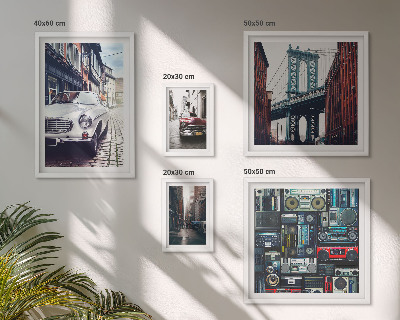 Galeria obrazów na ścianę Stylowe auta i architektura ulic