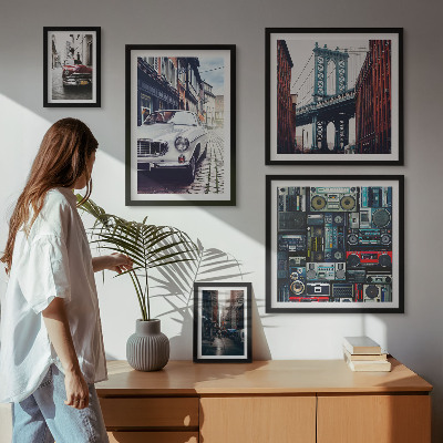 Galeria obrazów na ścianę Stylowe auta i architektura ulic