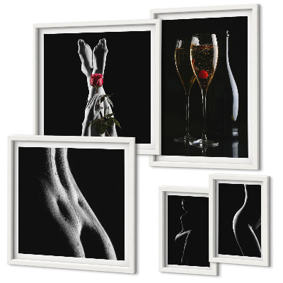 Galeria obrazów na ścianę Eleganckie nowoczesne akcenty Czerń i czerwień