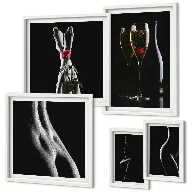 Galeria obrazów na ścianę eleganckie nowoczesne akcenty w kolorze czerni i czerwieni