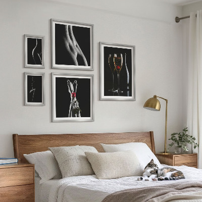 Galeria obrazów na ścianę Eleganckie nowoczesne akcenty Czerń i czerwień