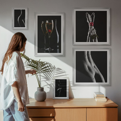 Galeria obrazów na ścianę Eleganckie nowoczesne akcenty Czerń i czerwień