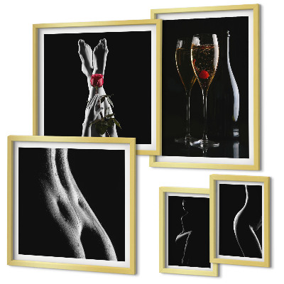 Galeria obrazów na ścianę Eleganckie nowoczesne akcenty Czerń i czerwień