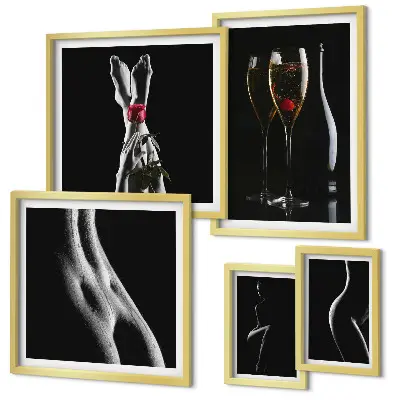 Galeria obrazów na ścianę eleganckie nowoczesne akcenty w kolorze czerni i czerwieni