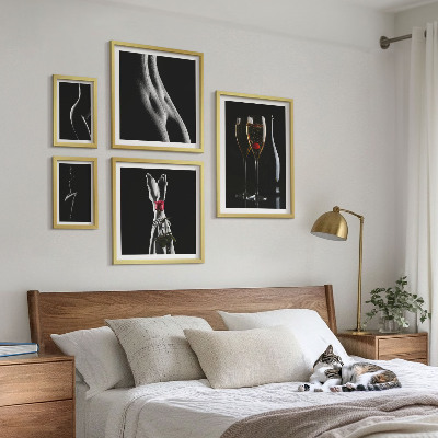 Galeria obrazów na ścianę Eleganckie nowoczesne akcenty Czerń i czerwień