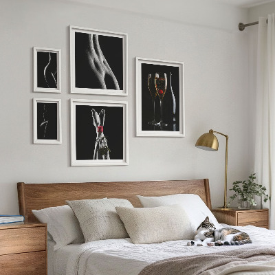 Galeria obrazów na ścianę Eleganckie nowoczesne akcenty Czerń i czerwień