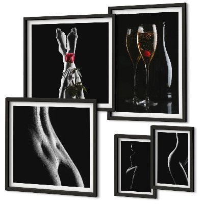 Galeria obrazów na ścianę Eleganckie nowoczesne akcenty Czerń i czerwień
