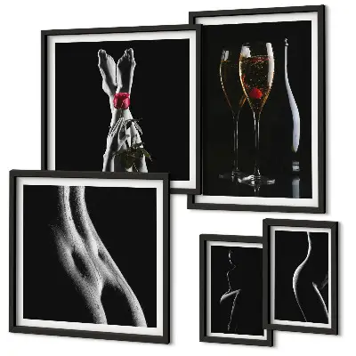 Galeria obrazów na ścianę eleganckie nowoczesne akcenty w kolorze czerni i czerwieni