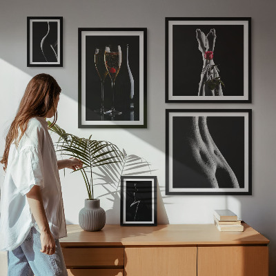 Galeria obrazów na ścianę Eleganckie nowoczesne akcenty Czerń i czerwień