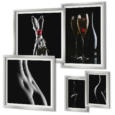 Galeria obrazów na ścianę Eleganckie nowoczesne akcenty Czerń i czerwień