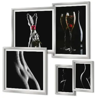 Galeria obrazów na ścianę eleganckie nowoczesne akcenty w kolorze czerni i czerwieni
