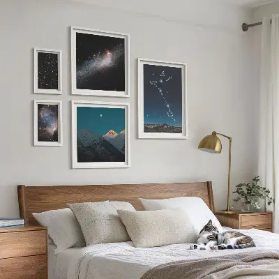 Zestaw obrazów w ramie do galerii ściennej kosmiczne pejzaże w nowoczesnym stylu