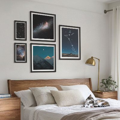 Zestaw obrazów w ramie do galerii ściennej Kosmiczne pejzaże nowoczesne