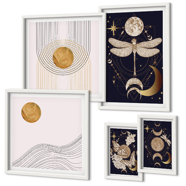 Galeria obrazów na ścianę Stylowe kosmiczne motywy owadów