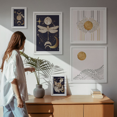 Galeria obrazów na ścianę Stylowe kosmiczne motywy owadów