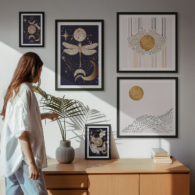 Galeria obrazów na ścianę Stylowe kosmiczne motywy owadów