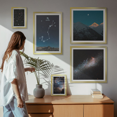 Zestaw obrazów w ramie do galerii ściennej Kosmiczne pejzaże nocą