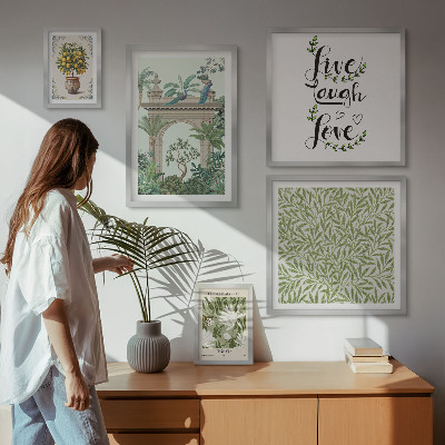 Galeria obrazów na ścianę Roślinne motywy boho akcenty