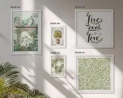 Galeria obrazów na ścianę z roślinnymi motywami w stylu boho