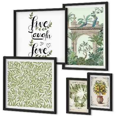 Galeria obrazów na ścianę z roślinnymi motywami w stylu boho