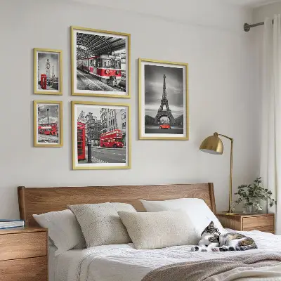 Zestaw obrazów ściennych stylowe widoki Londynu i Paryża
