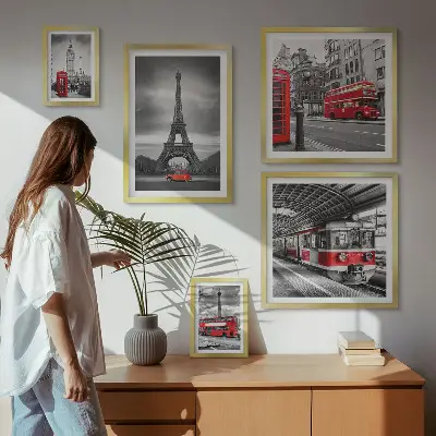 Zestaw obrazów ściennych stylowe widoki Londynu i Paryża