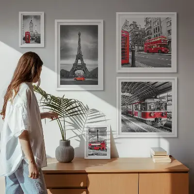 Zestaw obrazów ściennych stylowe widoki Londynu i Paryża