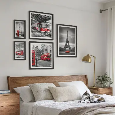Zestaw obrazów ściennych stylowe widoki Londynu i Paryża