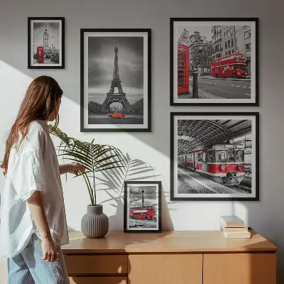Zestaw obrazów ściennych stylowe widoki Londynu i Paryża