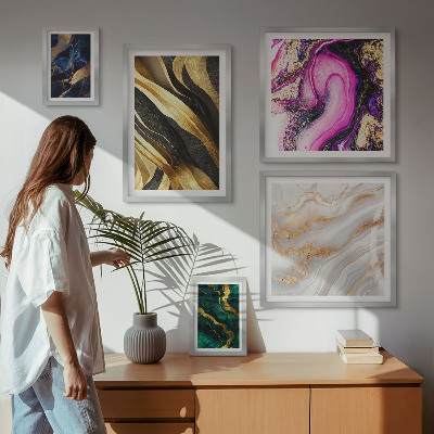 Zestaw obrazów w ramie do galerii ściennej Abstrakcyjne wzory nowoczesne