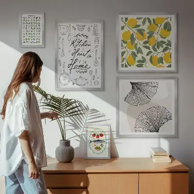Zestaw 5 obrazów w ramie kuchenne stylowe inspiracje