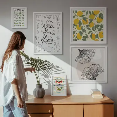 Zestaw 5 obrazów w ramie kuchenne stylowe inspiracje