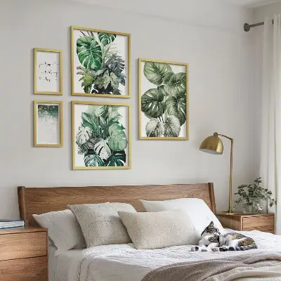Dekoracja ścienna zestaw obrazów z motywem roślinnych nowoczesnych inspiracji