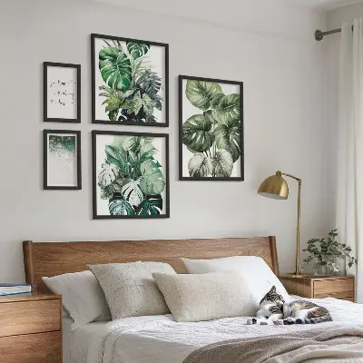 Dekoracja ścienna zestaw obrazów z motywem roślinnych nowoczesnych inspiracji