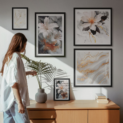 Galeria obrazów na ścianę Kwiatowe marmurowe tło elegancja