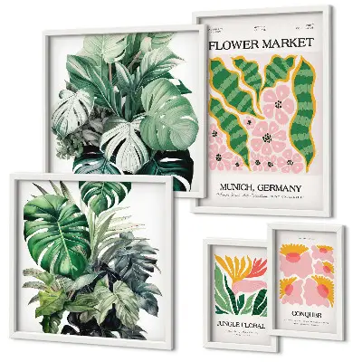 Galeria obrazów na ścianę Roślinne motywy boho kwiaty