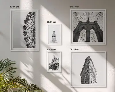 Architektura metropolii czarno-biała zestaw 5 obrazów w ramie