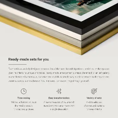 Nowoczesne miasto nocą w neonach zestaw 5 obrazów w ramie