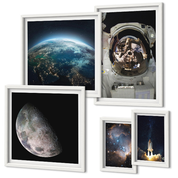 Dekoracja ścienna zestaw obrazów Kosmiczne odkrycia astronauta
