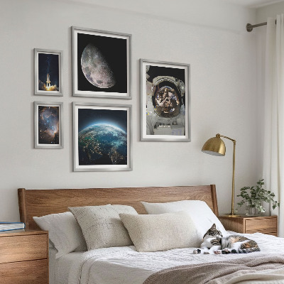 Dekoracja ścienna zestaw obrazów Kosmiczne odkrycia astronauta