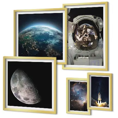 Zestaw obrazów dekoracja ścienna kosmiczne odkrycia z astronautą