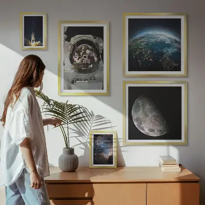 Zestaw obrazów dekoracja ścienna kosmiczne odkrycia z astronautą