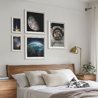 Dekoracja ścienna zestaw obrazów Kosmiczne odkrycia astronauta