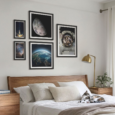 Dekoracja ścienna zestaw obrazów Kosmiczne odkrycia astronauta