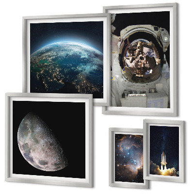 Dekoracja ścienna zestaw obrazów Kosmiczne odkrycia astronauta