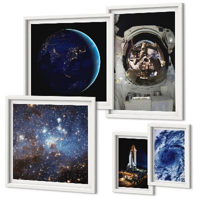 Dekoracja ścienna zestaw obrazów Kosmiczne odkrycia astronautów