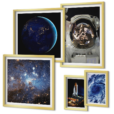 Dekoracja ścienna zestaw obrazów Kosmiczne odkrycia astronautów