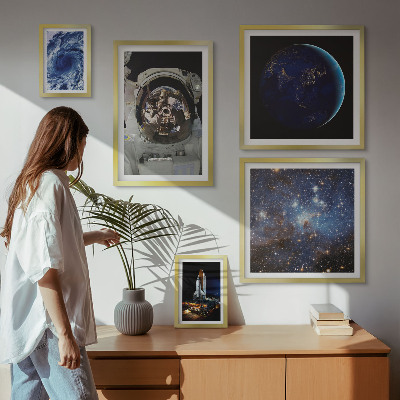 Dekoracja ścienna zestaw obrazów Kosmiczne odkrycia astronautów
