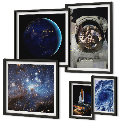 Dekoracja ścienna zestaw obrazów Kosmiczne odkrycia astronautów