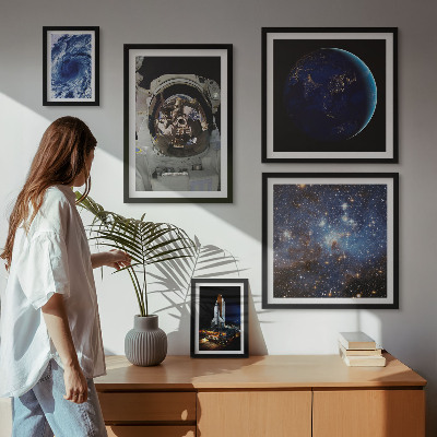 Dekoracja ścienna zestaw obrazów Kosmiczne odkrycia astronautów